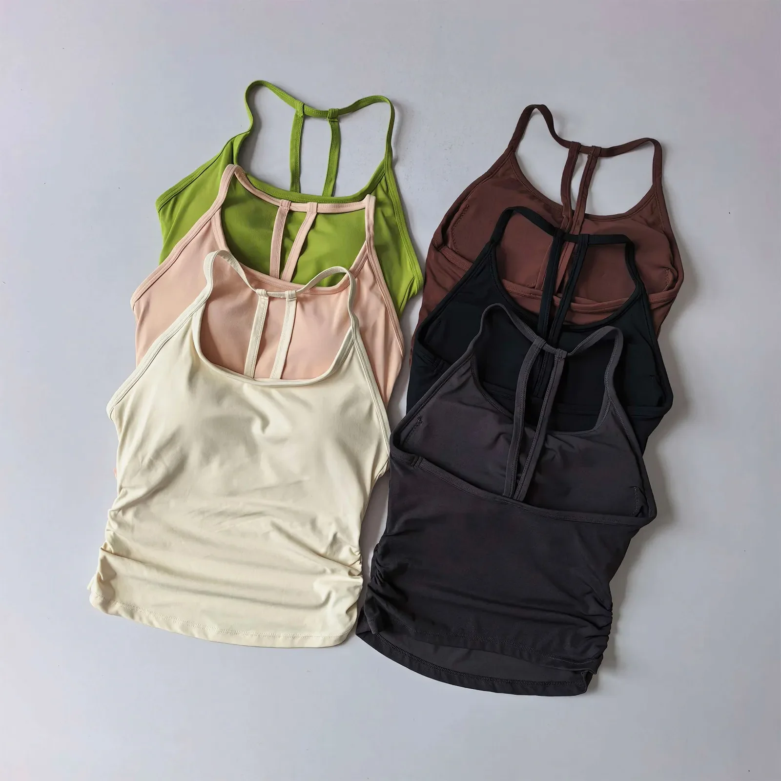 Women's Fixed Cup Sexy Back Sports Vest with Chest Pad Yoga Wear Pilates Fitness Top Beautiful Suspender Design Underwear