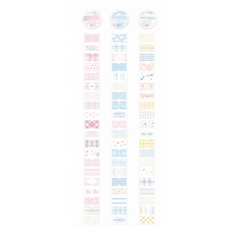 Mr Paper 2Style 3Rolls/bag Glitter Sand Synthetic Label Paper Tape Handbook Material Art Tape DIY Photo Frame Calendar Phone