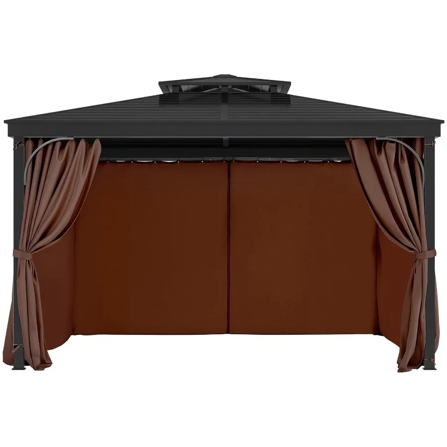 

Gazebo Privacy Curtain 10' x 10' x 6.9' Waterproof Gazebo Curtains Coffee