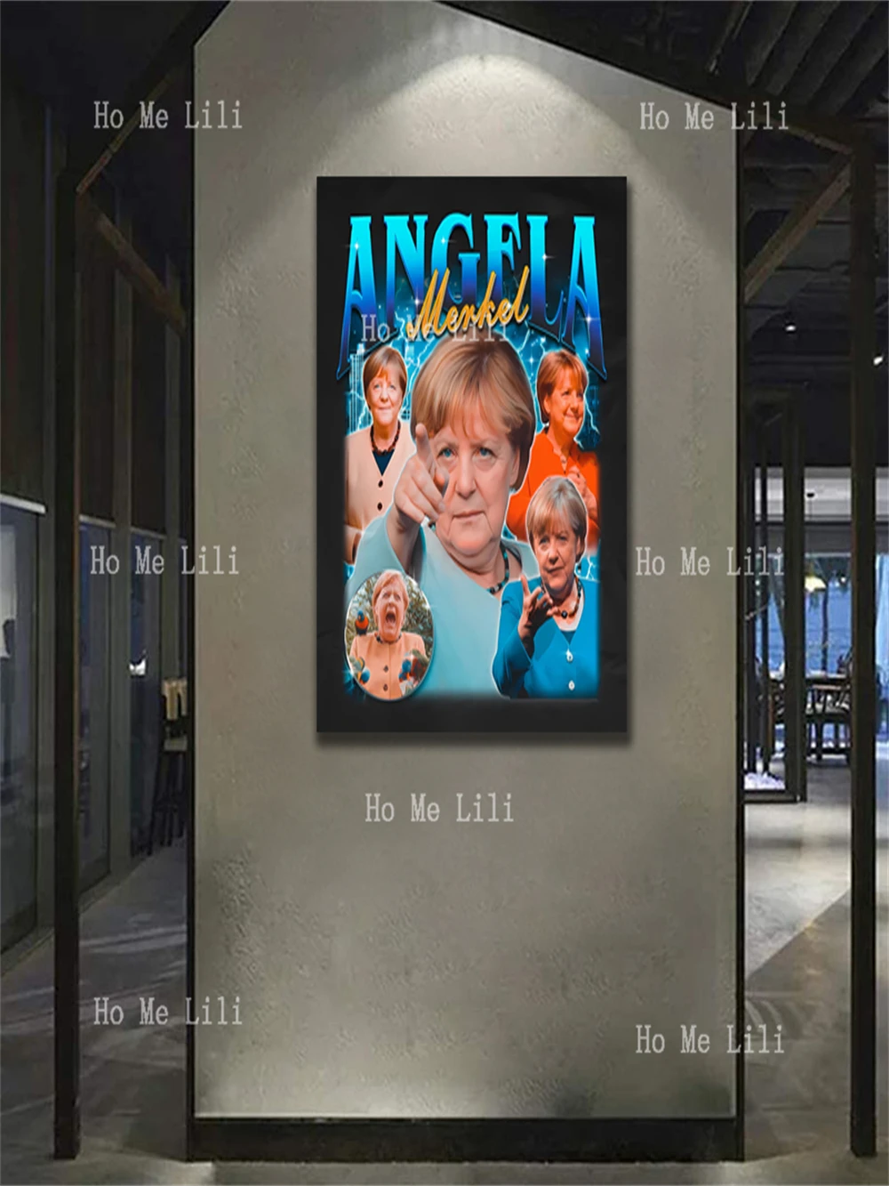 Angela Merkel 90s Retro Fan Tribute Homage Canvas Printed Picture Wall Art Decoration Poster