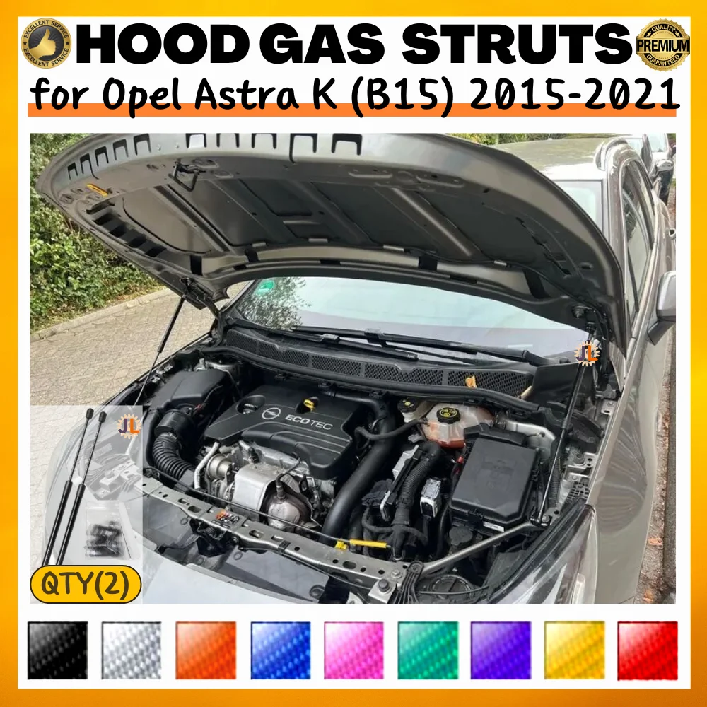 

Qty(2) Hood Struts for Opel Astra K (B15) 2015-2021 Front Bonnet Modify Gas Springs Shock Absorber Lift Supports Dampers