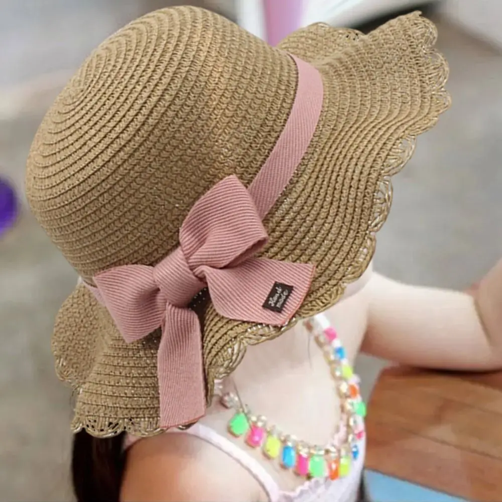 Spring Summer Sunshade Hat Kids Boys Girls Fisherman Hat Wide Brim Buckets Hat Sunscreen Cap Outdoor Beach Bowknot Panama