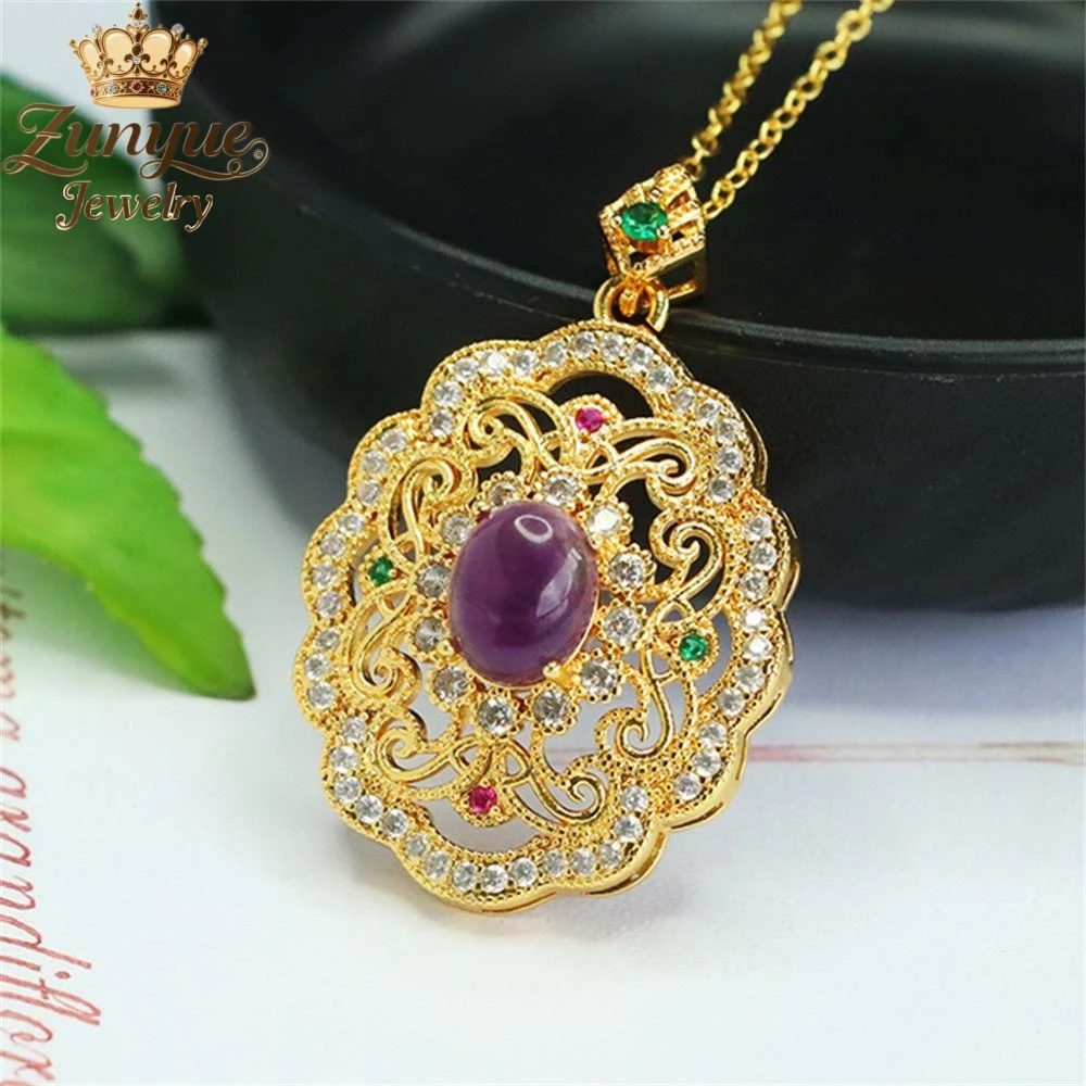 الجمشت الطبيعي Ruyi الجوف التدريجي الماس قلادة فاخرة جودة الأزياء الجميلة مجوهرات رائعة أنيقة سحر شعبية الشباب #2