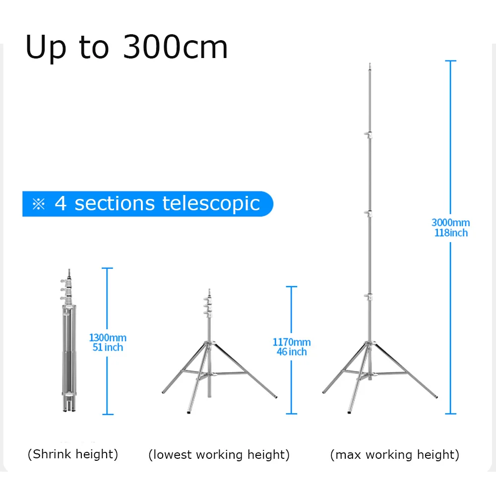 Selens Foldable Heavy Duty Light Stand Tripod Stainless Steel Anti-slip Lamp Holder Studio Photo Kits Background Stand Tripe 삼각대