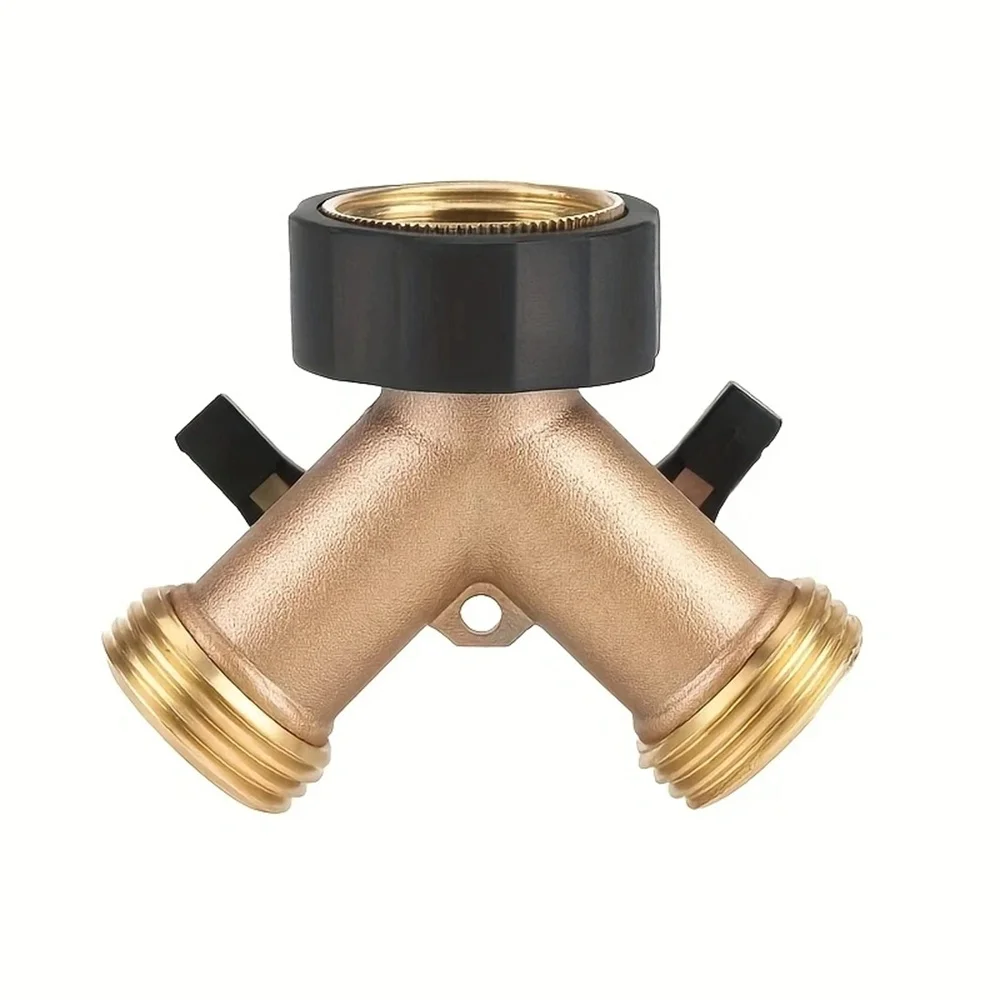 NEW 3/4 Inch 2 Way Brass Garden Hose Splitter Y-Type Tap Watering Connector Distributor for Outdoor Faucet GOUN HOSE