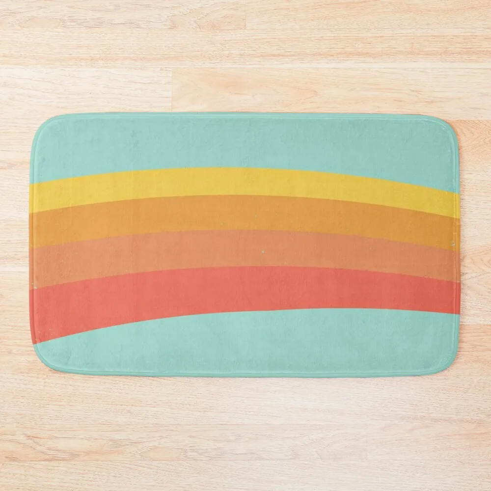 Retro rainbow Bath Mat Toilet Rug Bathroom Carpet Set Entrance Doormat Mat