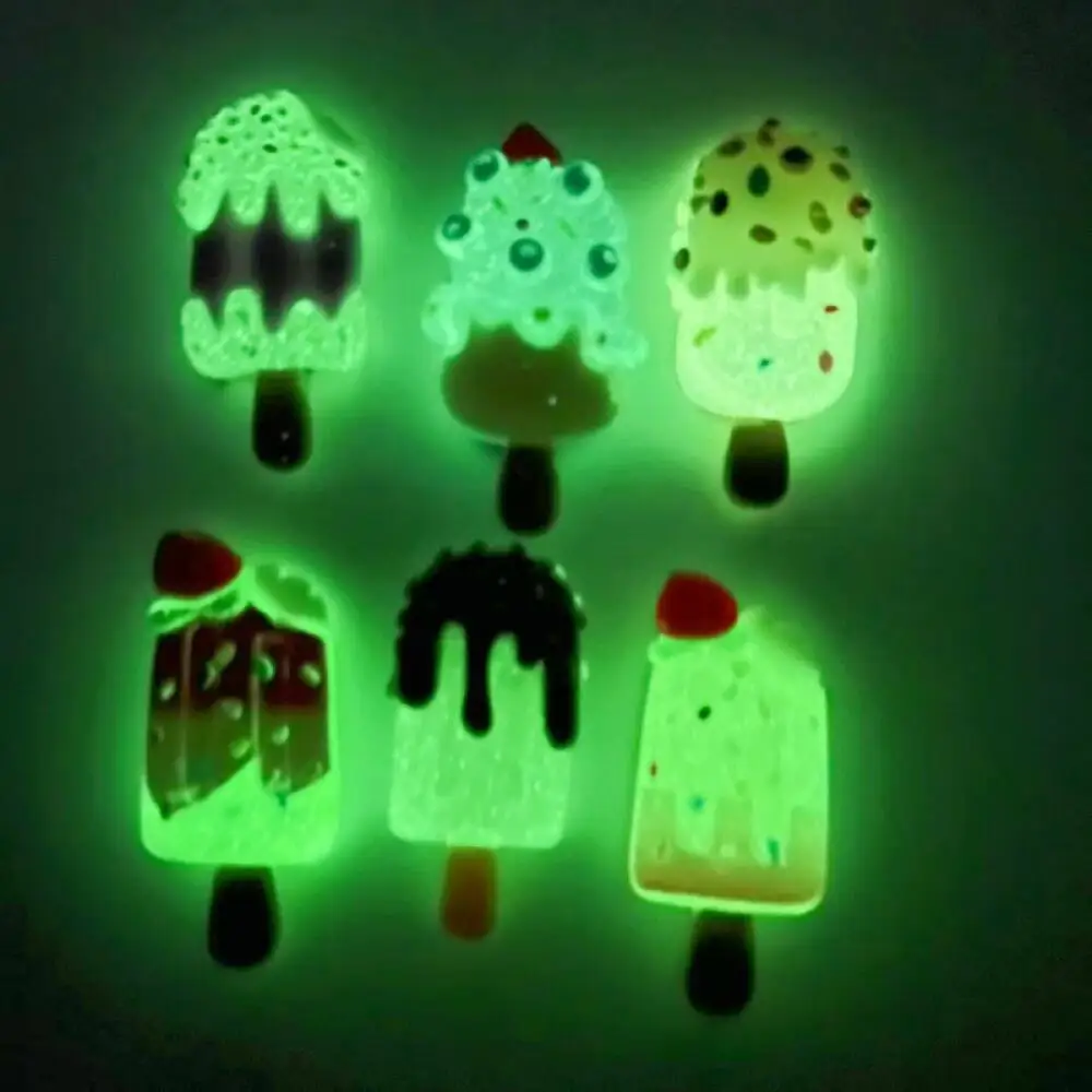 10 قطع الفراولة الفاكهة الشوكولاته مضيئة الآيس كريم الراتنج اليدوية مشبك شعر الثلاجة ملصق جراب هاتف DIY الملحقات #4