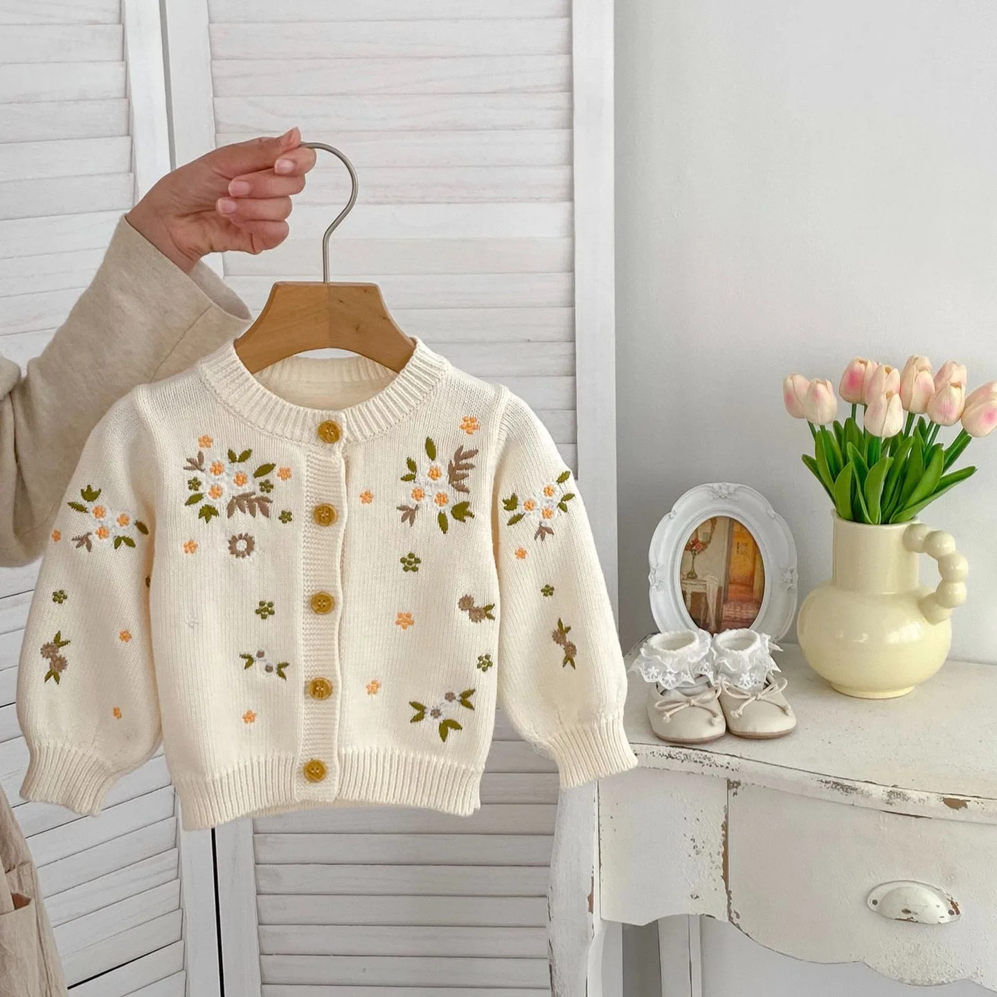 0-3T Flower Baby Girl Sweater Cardigan Newborn Kid Winter Autumn Clothes Long Sleeve Floral Embroidery Knitwear Coat Knit Top