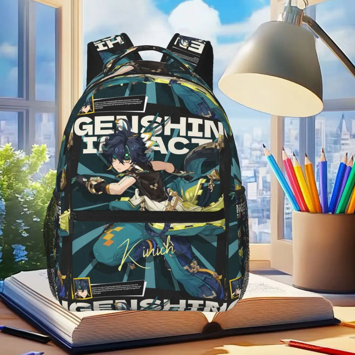 Mochila Kinich Sunblast Genshin Impact, mochila para estudiantes, niños y niñas, bolso escolar para niños, bolsos de hombro para ordenador portátil para hombres y mujeres