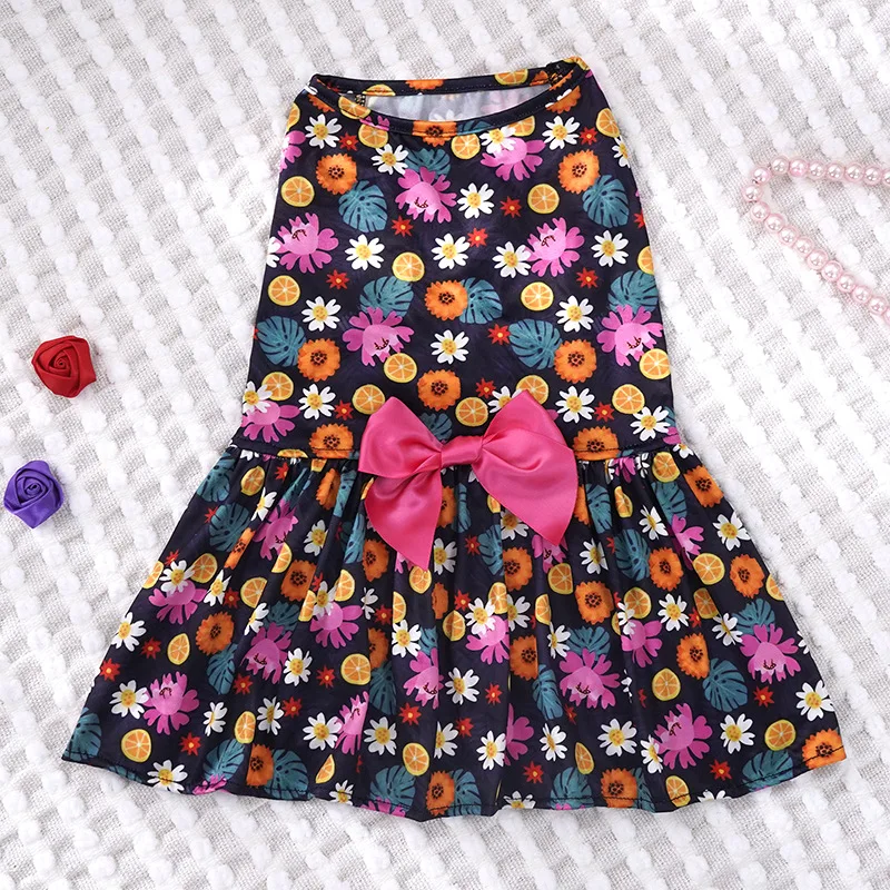 Pet Hawaiian style Supplies Dog Flower Princess Dress Kitty Teddy Pet Clothes Cute Dog Skirt Summer Dress Pet Hawaii Accessories