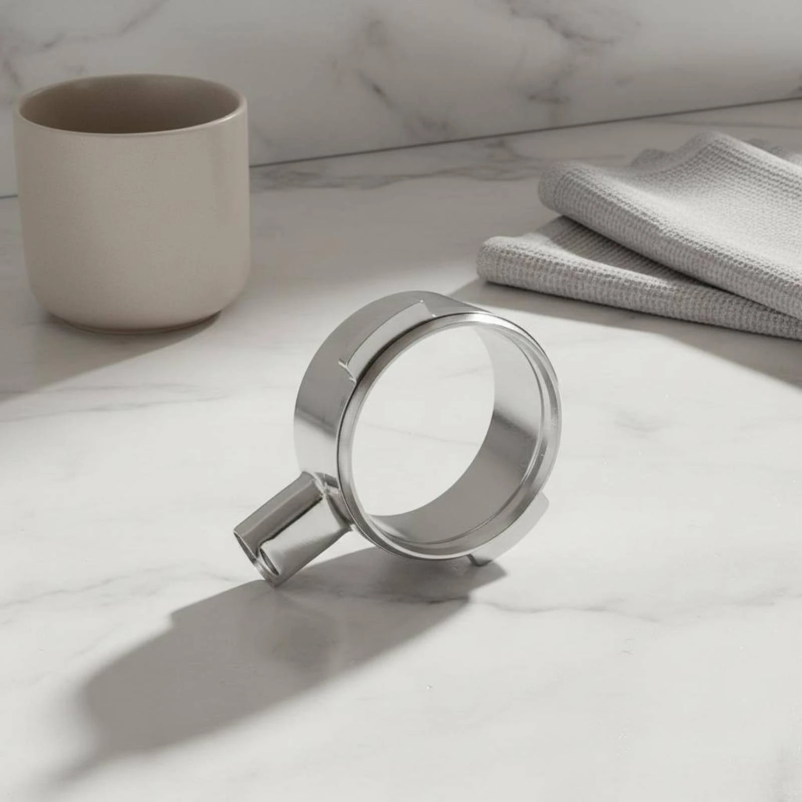 Cabezal de Portafiltro Sin Fondo Finamente Pulido, Soporte Desmontable para Filtro de Espresso, Diseño Desmontable para Cafetería