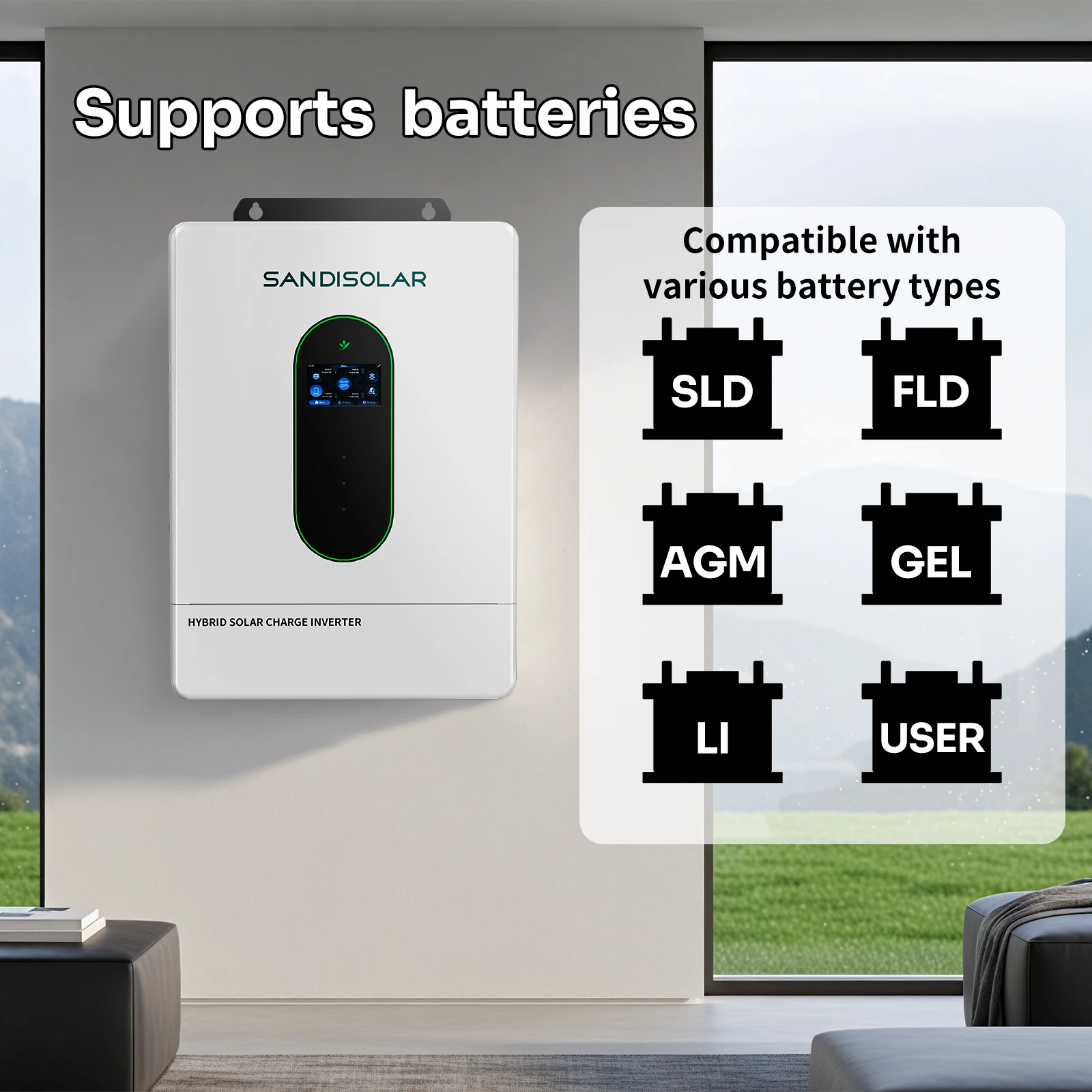 SANDISOLAR 12KW Split Phase 48V Hybrid Energy Storage Solar Inverter with 250A MPPT Charger Parallel 6 Units for Renewable Energy Systems