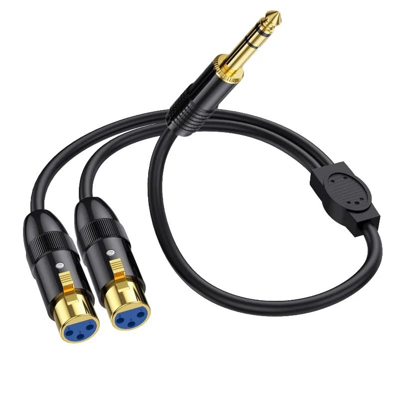 XLR Female To Dual 1/4 Inch Y Splitter Cable,Female XLR To Double 6.35mm Mono TS Plug Mic Audio Converter Adapter Cord