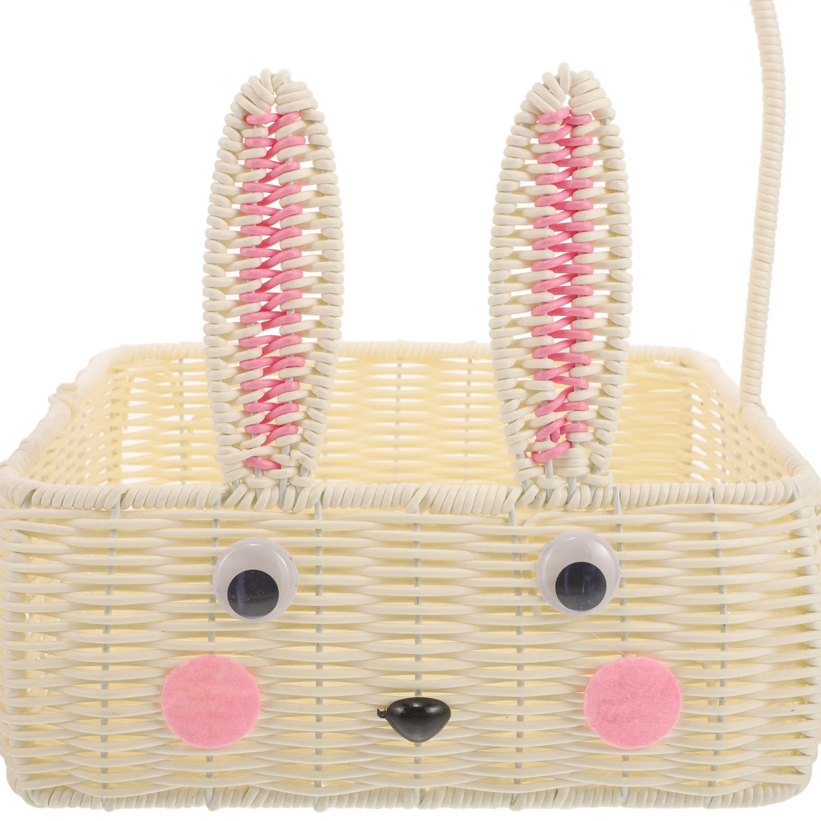 Cesto di frutta con orecchie di coniglio TL77 Contenitori portaoggetti intrecciati quadrati piccoli Tubo in PP imitazione rattan Decorazioni per la casa Funzionale