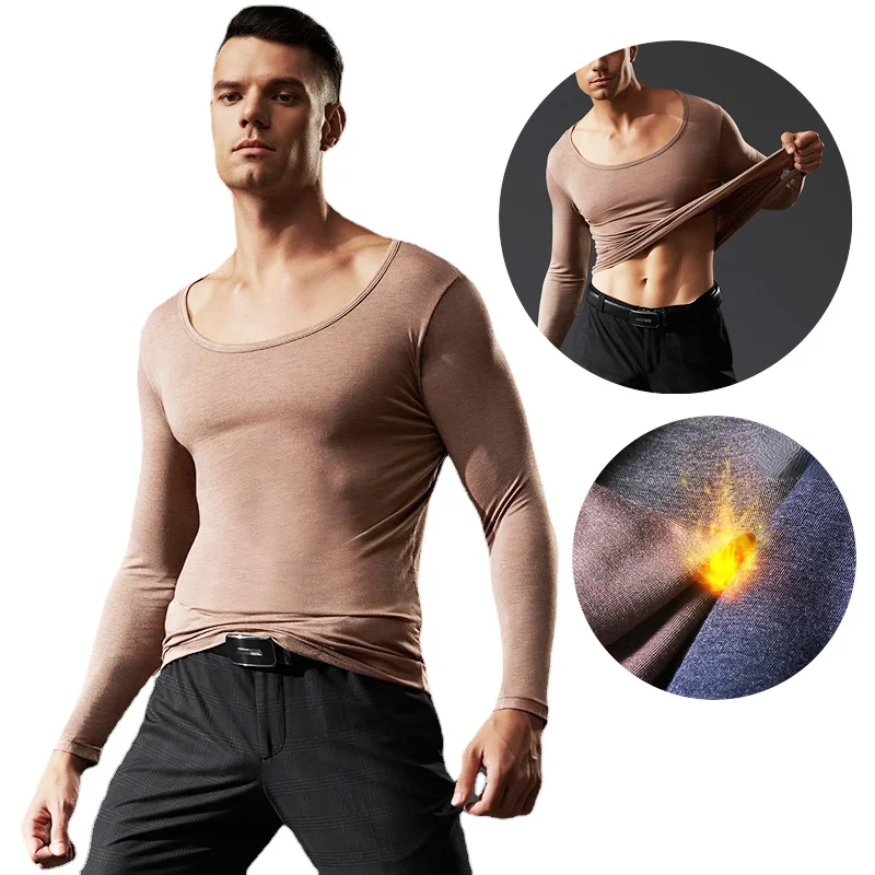 Man Thermal Underwear Low Neck In Winter Thin Soft Sexy Tank Top Warm Cloth Fashion Casual Seamless Shirt Undershirt Body Shaper