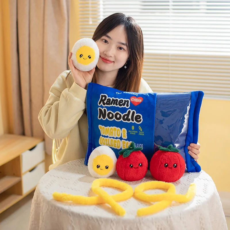 Artificial Ramen Noodle Bag Stuffed Toy Pillow Fun Blue Orange Food Snack Bag Stuffed Toy For A Friend's Birthday Christmas Gift