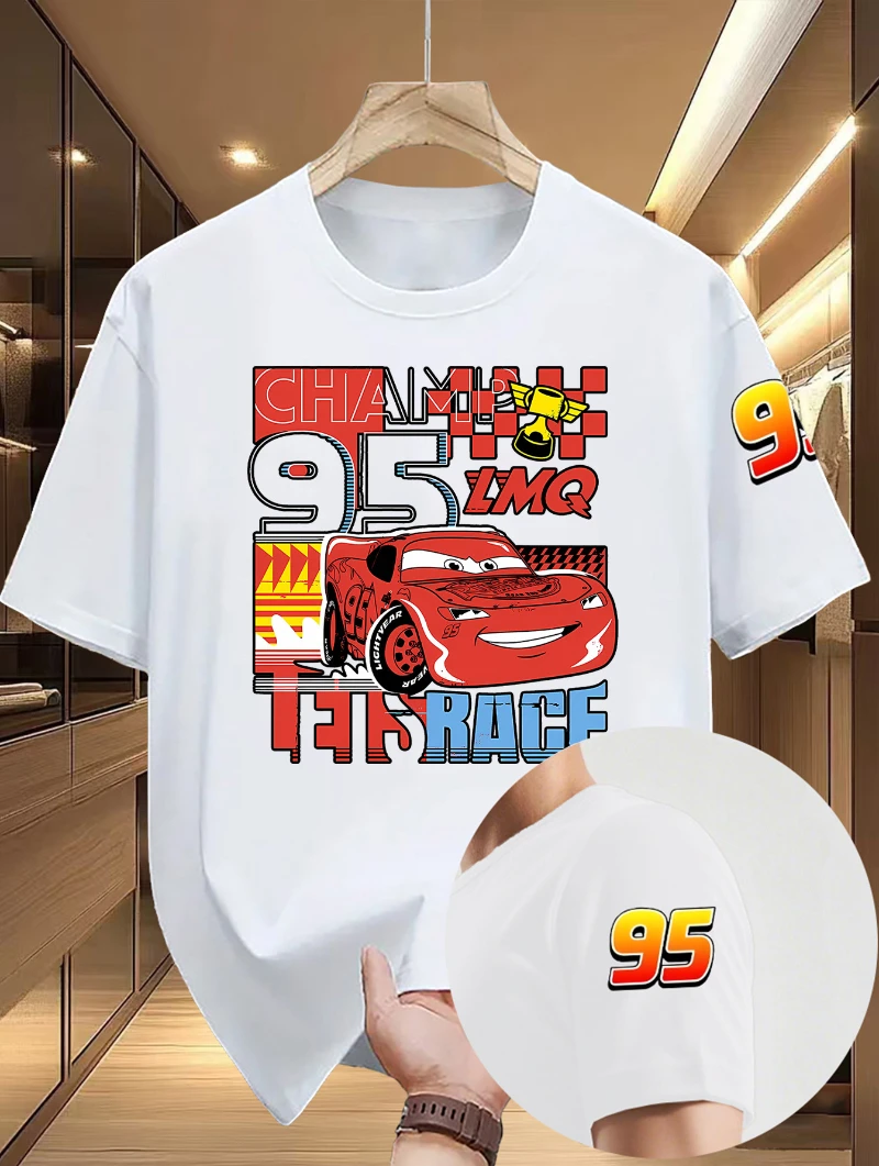 

Футболка Disney Lightning McQueen in Red Race Car No 95, женская и мужская модная летняя спортивная футболка с круглым вырезом и короткими рукавами