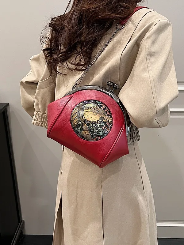 Bolsa vintage em relevo para mulheres, bolsa de ombro de couro macio, bolsa crossbody de luxo Y2K, nova, 2021