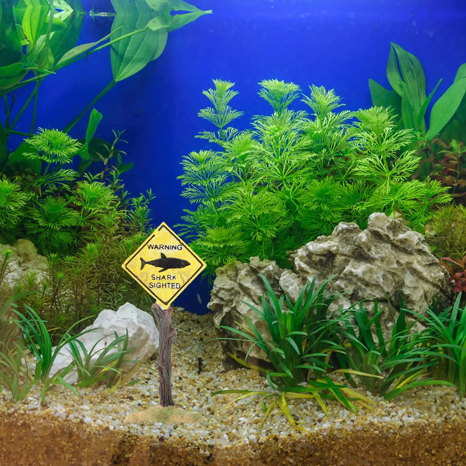 

1Pcs Shark Warning Sign Yellow Board Aquarium Decor Heavy Resin Craft Ornament Safe Fish Tank Landscape Aquarium Decoration