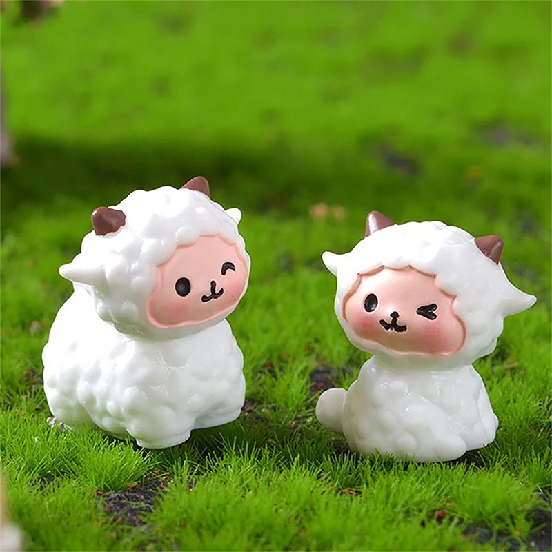 น่ารักการ์ตูนแกะ Micro Landscape เครื่องประดับ Lamb Figurines Miniatures ตกแต่ง Desktop Home ตุ๊กตา House Props อุปกรณ์เสริมของขวัญ
