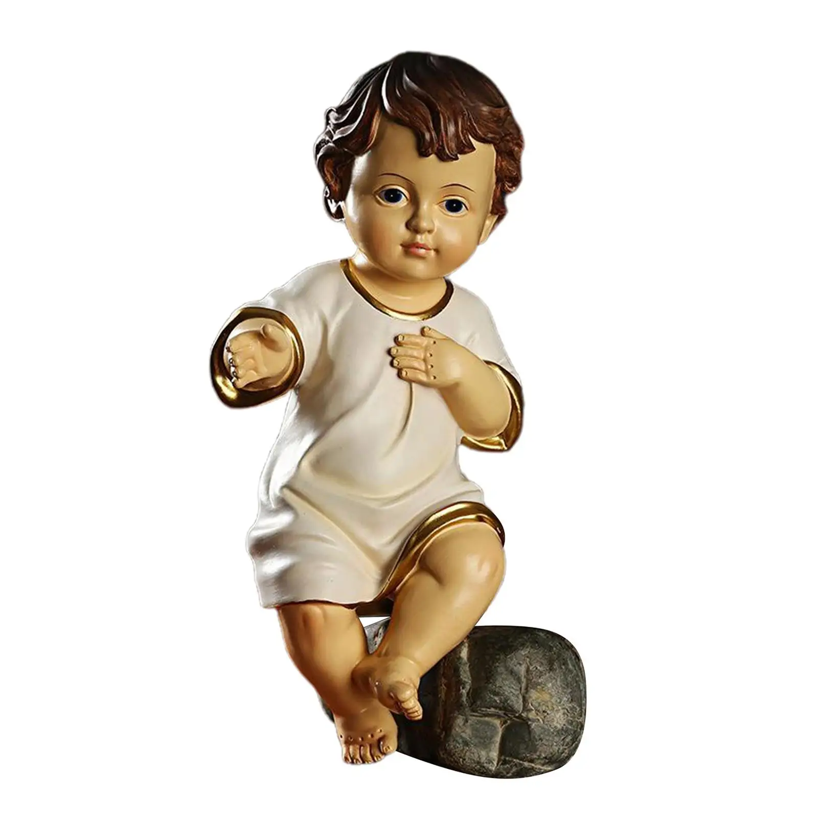 Loviver European Baby Boy Figurine Art Ornament Memorial Resin Statue Living