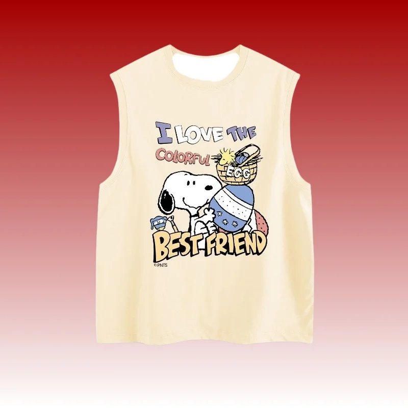

MOTO-Snoopy майки с мультяшным принтом для мужчин и женщин, футболка без рукавов с круглым вырезом, летняя быстросохнущая майка для спортзала, спортивные топы на открытом воздухе