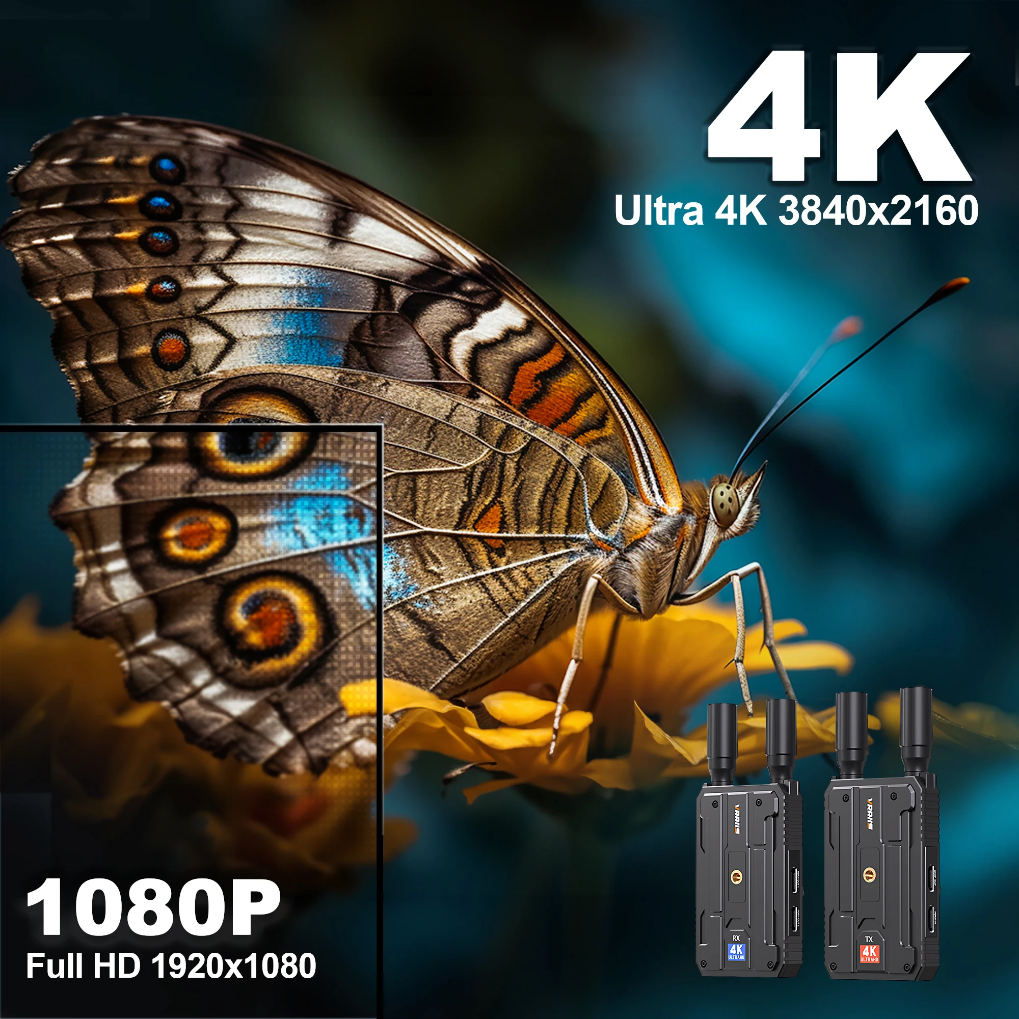 

4k Wireless Extender HDMI Video Transmitter and Receiver Supports Outdoor Cameras, Live Streaming, PTZ, Surveillance Equipment