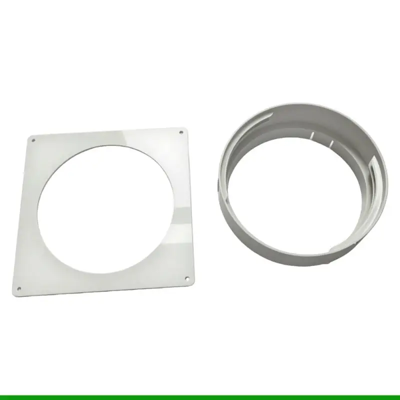 U55C Wall Air Passage Plate 150 mm Round Duct Collar with Square Mounting Base, White Plastic Fitting with Hardware for Indoor