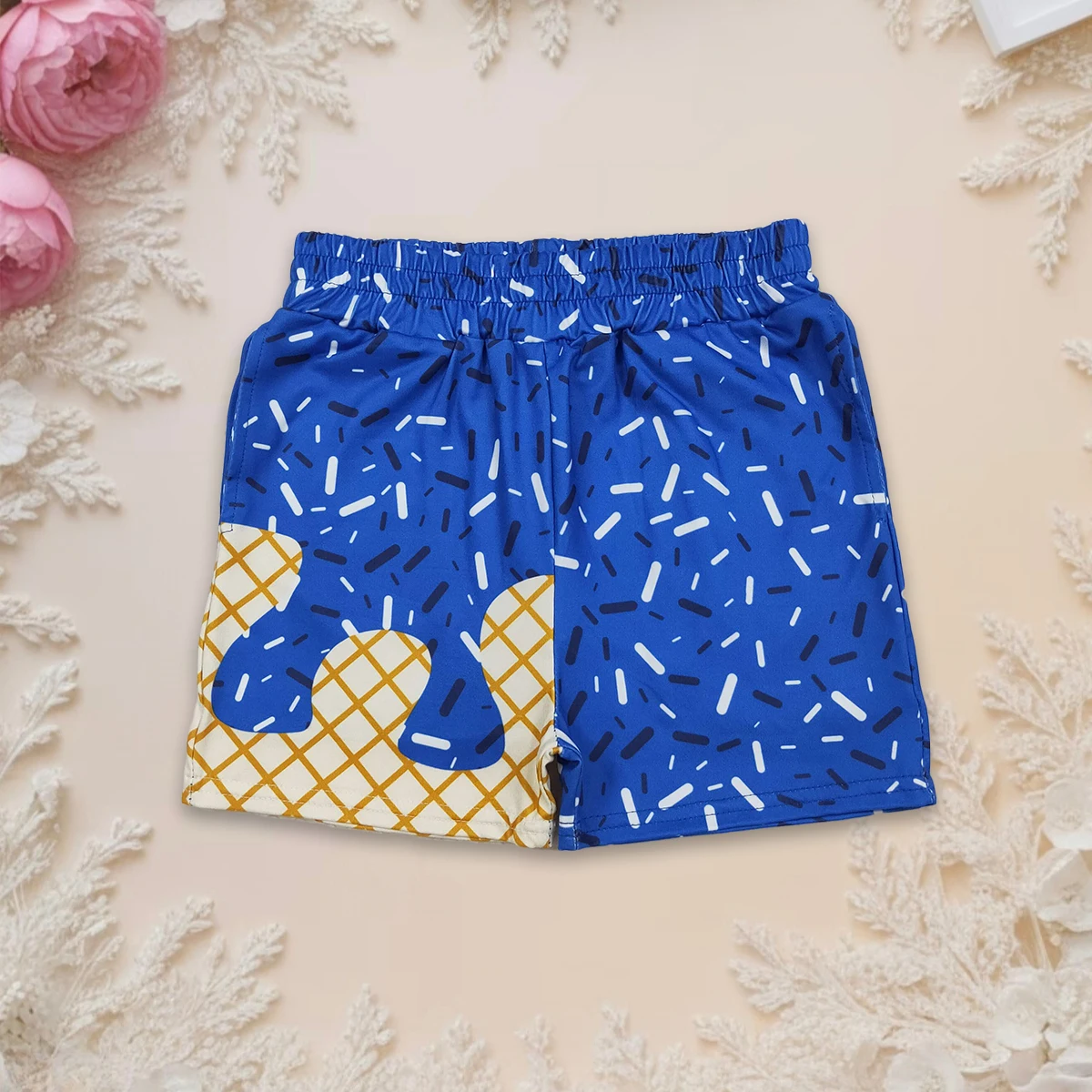 

Hot Sale Baby Boys Shorts Royal Blue Drip Sprinkle Pockets Fashion Comfortable Shorts Bottom Summer Toddler Kids Clothing 3-16y