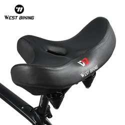 WEST BIKING 자전거 안장, 방수 확장형 두꺼운 쿠션, 인체 공학적 MTB 도로 자전거 시트, 충격 흡수 사이클링 안장