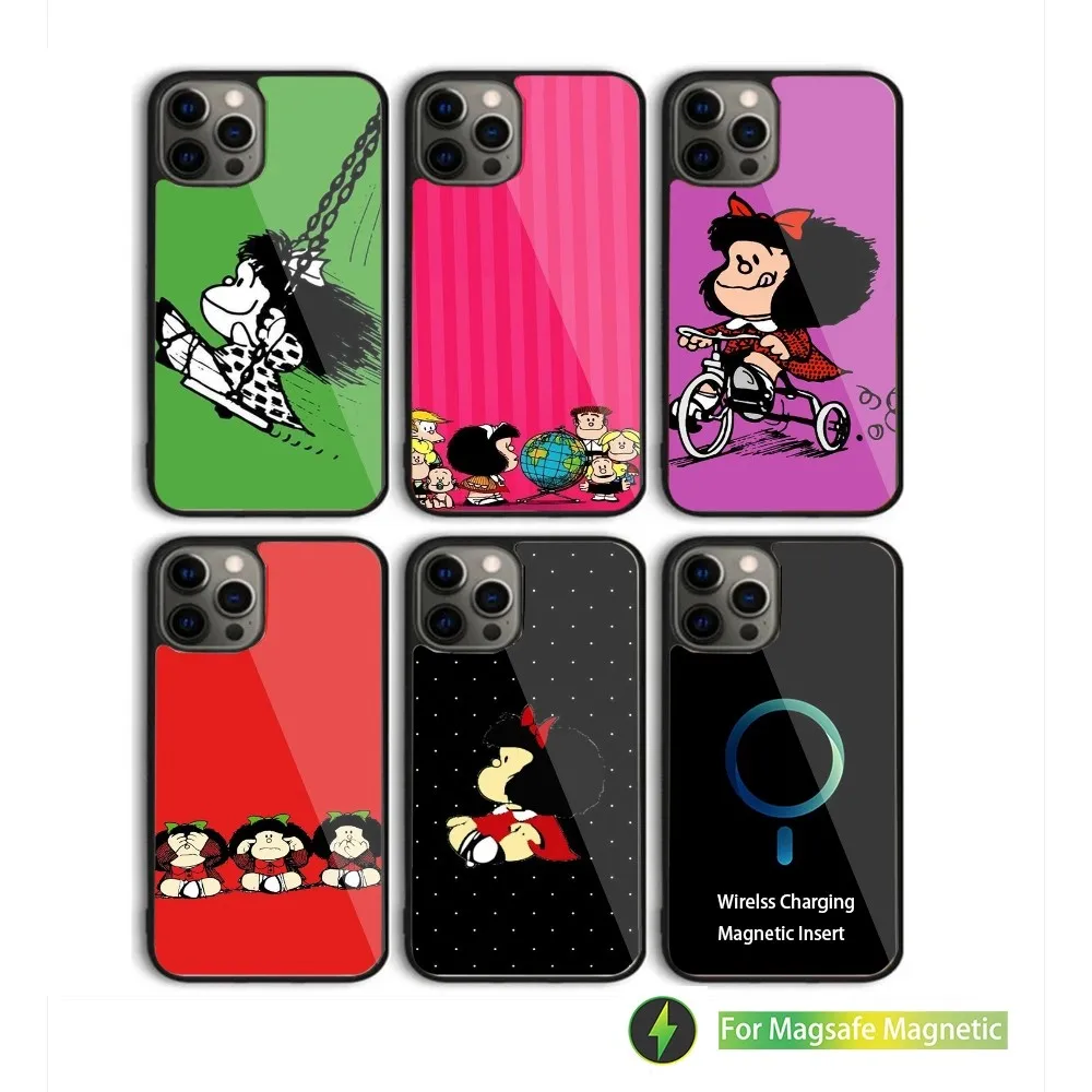 Cartoon M-Mafalda Phone Case For iPhone 15,14,13,12,11,Plus,Pro,Max Mini Magsafe Magnetic Wireless Charging