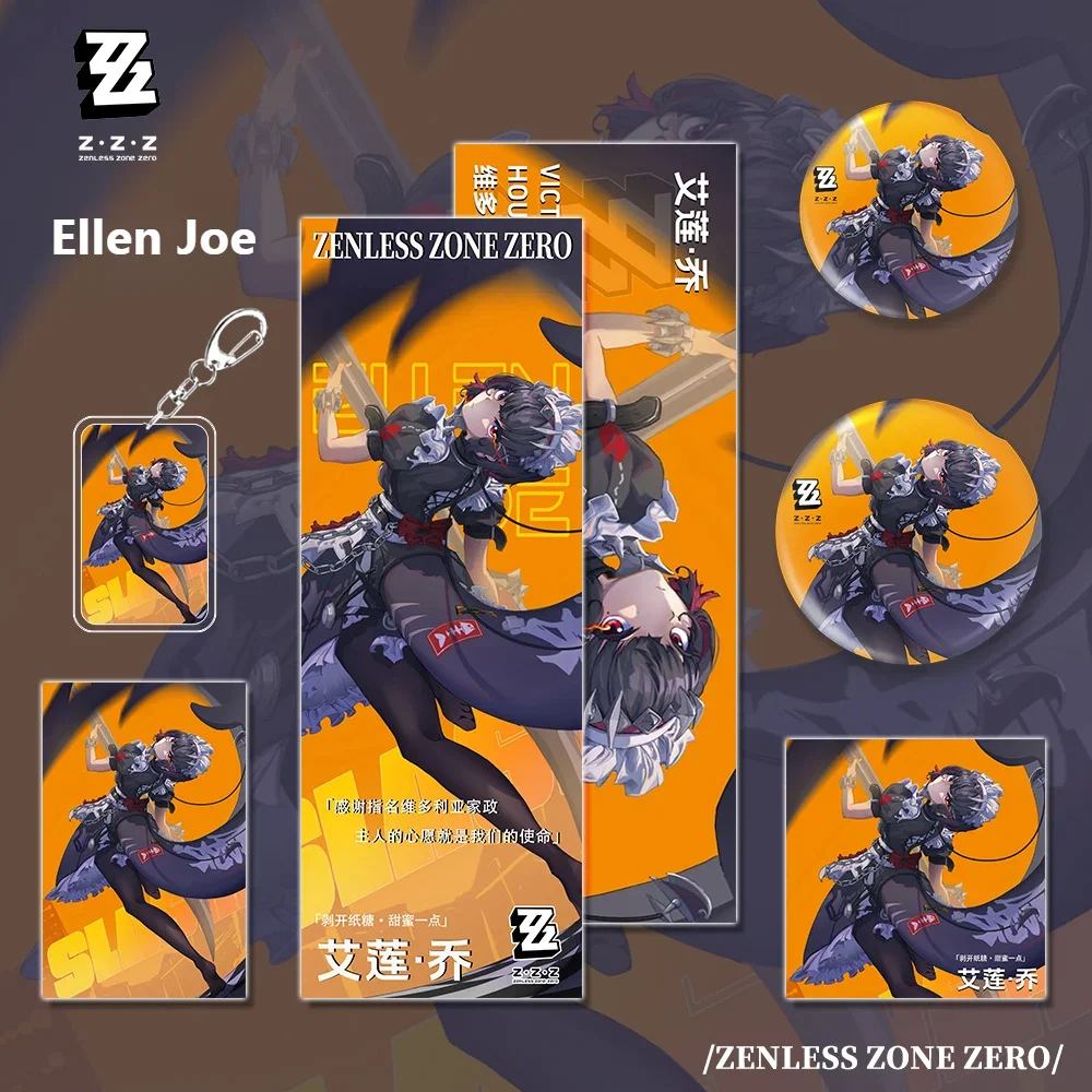 

6pcs/1set Ellen Joe Acrylic Keychain Game Zenless Zone Zero Cosplay Brooch Pin Costume Card Birthday Fan Gifts