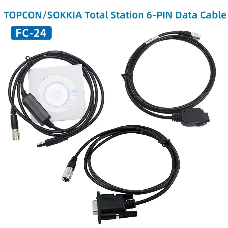 كابل بيانات FC-24USB لمحطات TOPCON SOKKIA الإجمالية ES/OS/PS إلى الكمبيوتر (Win8/10) 6 Pin