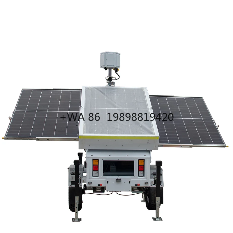 Industrial Mobile CCTV Trailer Monocrystalline Silicon Solar Panel MPPT Controller Solar Energy System for Outdoor
