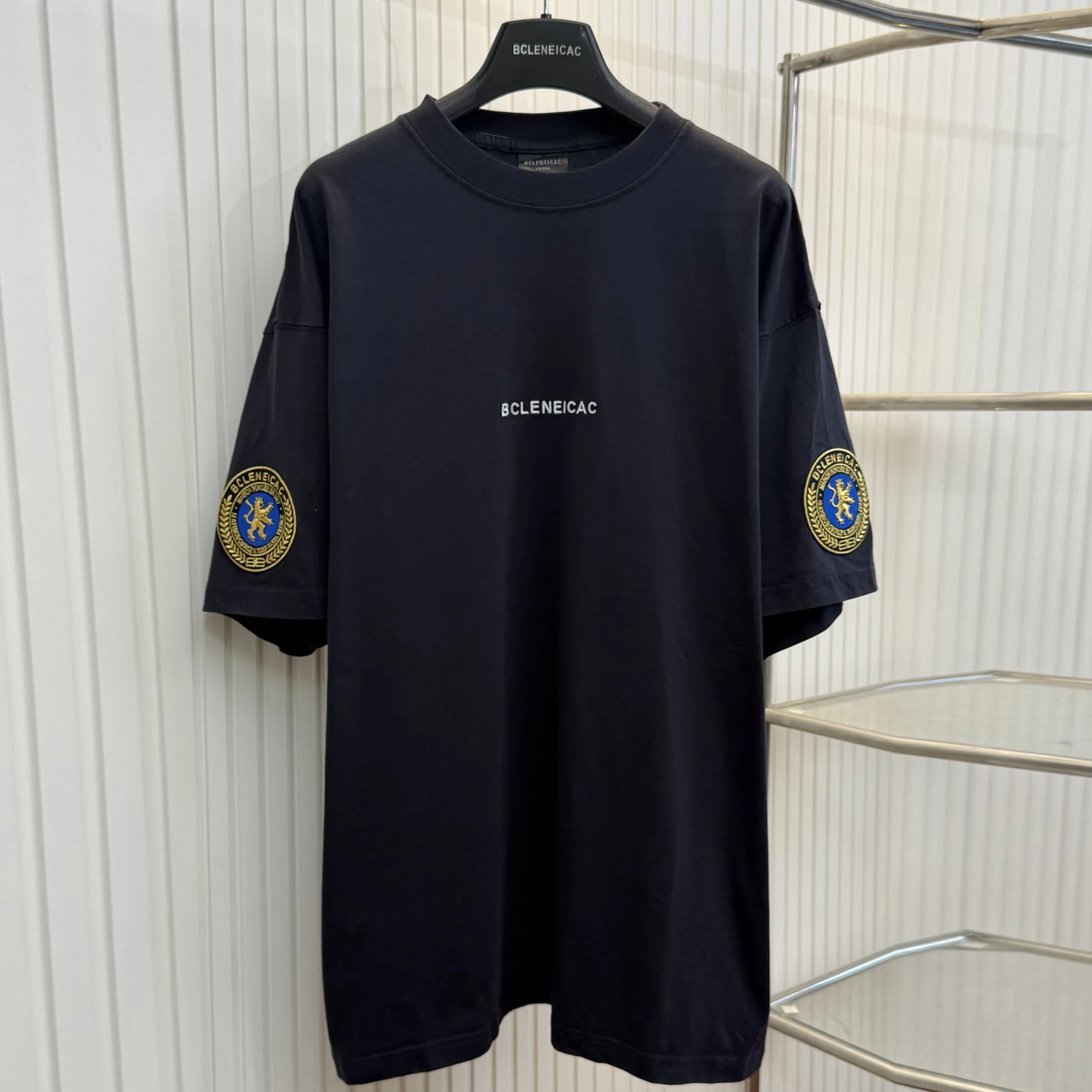 

BCLENEICAC Новая свободная футболка унисекс с вышитыми буквами, из чистого хлопка, с коротким рукавом, для мужчин и женщин, в парижском стиле