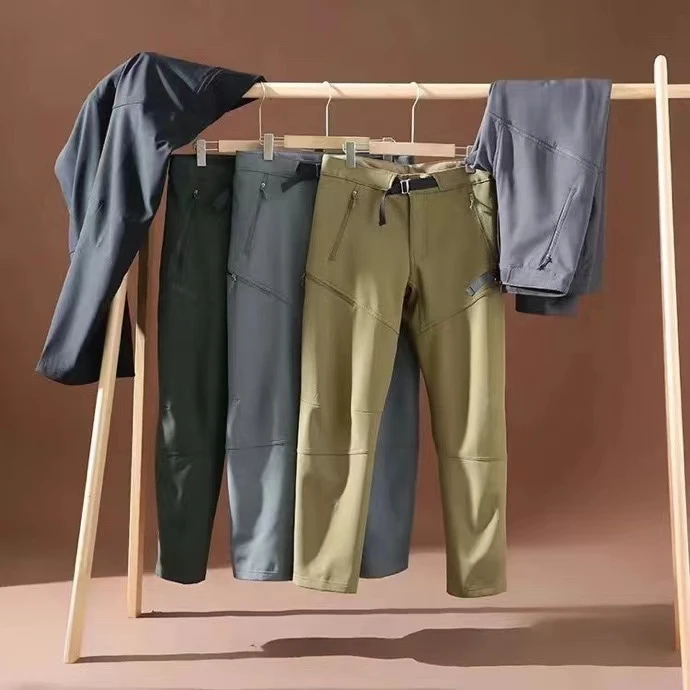 

Men's Outdoor Fce Lined Soft ell Pants Winter Warm Breathable 3D Tailored Faionable Casual Trousers Busin Casual