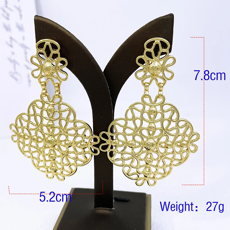 Gold Color Women Earrings Large Size Drop Earrings 18K Gold Plated Fashion Jewelry Wedding Party Accessories Gift 2023 Trending