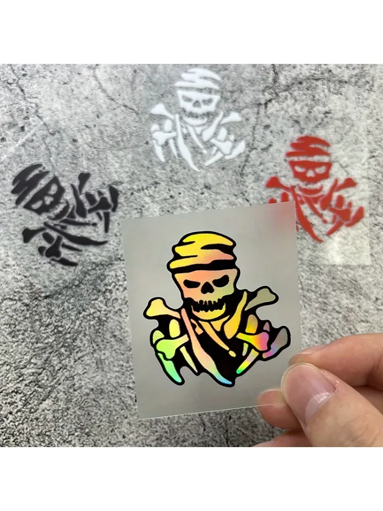 AliExpress NONE 1PC Holographic Skeleton Skull Sticker Waterproof Vinyl Decal, Multicolor JDM Decor for Bike Motorcycle Car