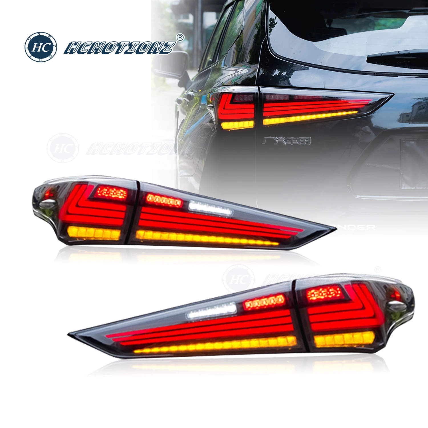 HCMOTIONZ Tail Lights for Toyota Highlander 2020-2022 4th Gen LED Rear Lamps Assembly DRL Start up Animation Accessories