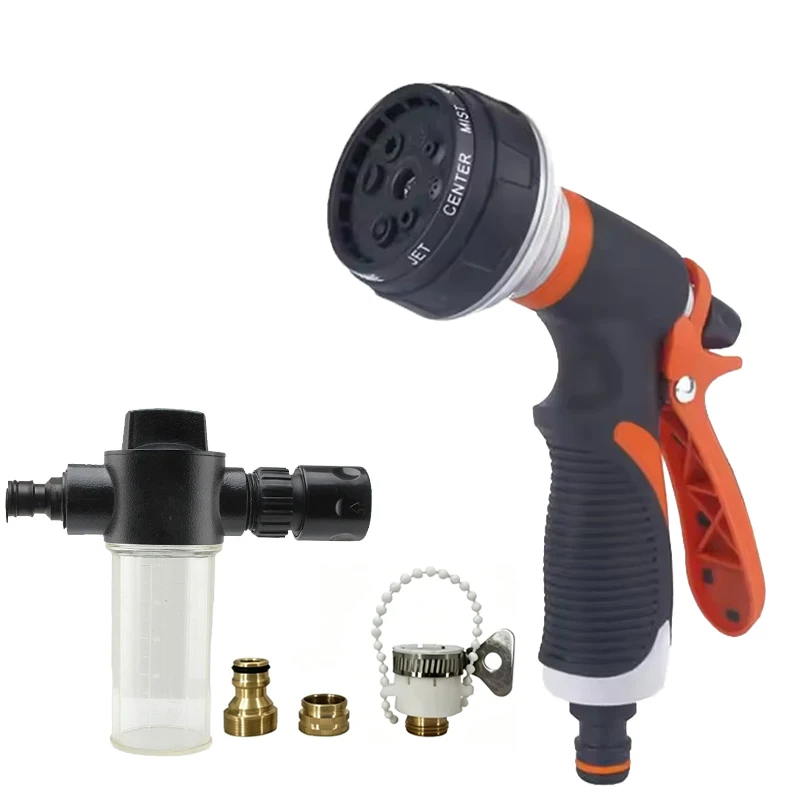 NEW High Pressure Car Wash Foam Gun With Multi-Functional - Adjustable Nozzle For Cleaning, Watering And Inflating Tires Garden