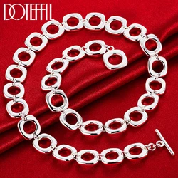 DOTEFFIL 925 Sterling Silver 20 Inches Square Round Chain Necklace For Women Man Charm Wedding Engagement Party Fashion Jewelry