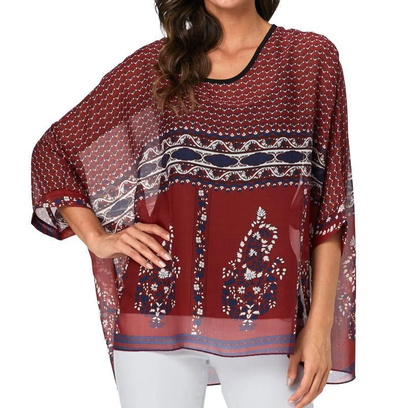 

4341 Модная женская богемная шифоновая рубашка для отдыха на море, солнцезащитная одежда, накидка на бикини