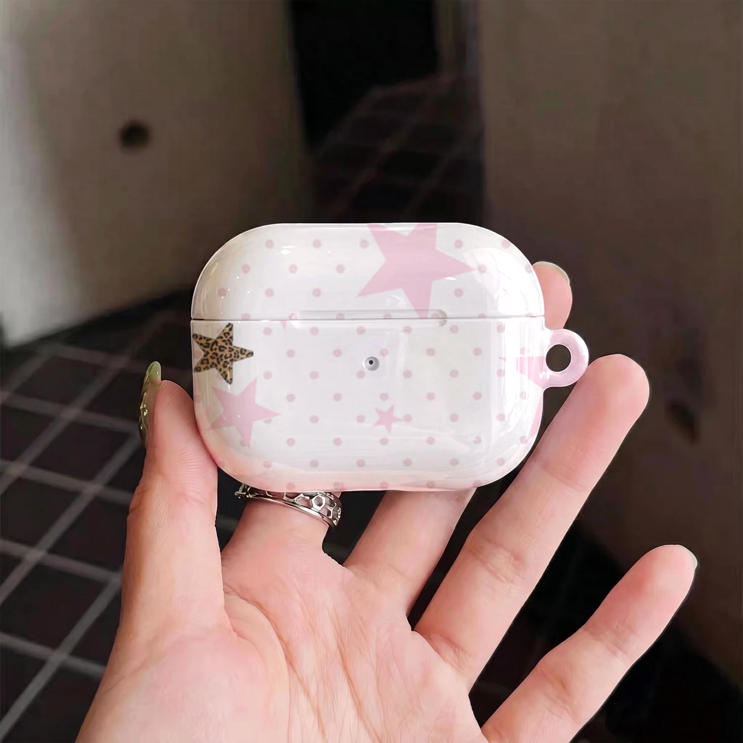 Light Star Leopard Dot Pattern Earbuds Case Suitable for AirPods Pro3/2/1 , Trendy Aesthetic Protective Cover for 4Th Generation