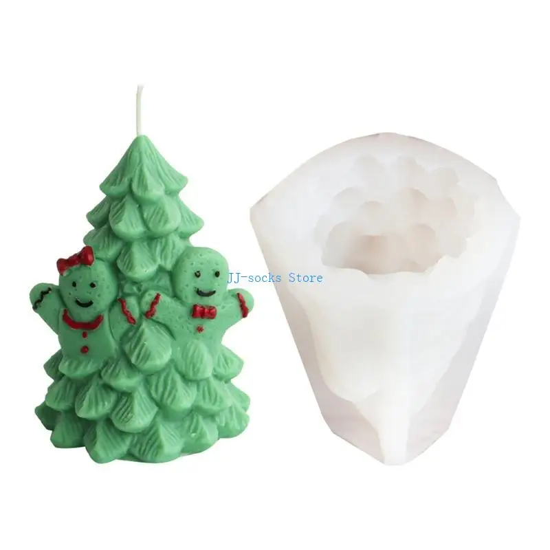 37JB Christmas Tree Silicone Mould Scented Molds Plaster Soap Resin Mold Chocolate Cake Baking Tool Home Decors