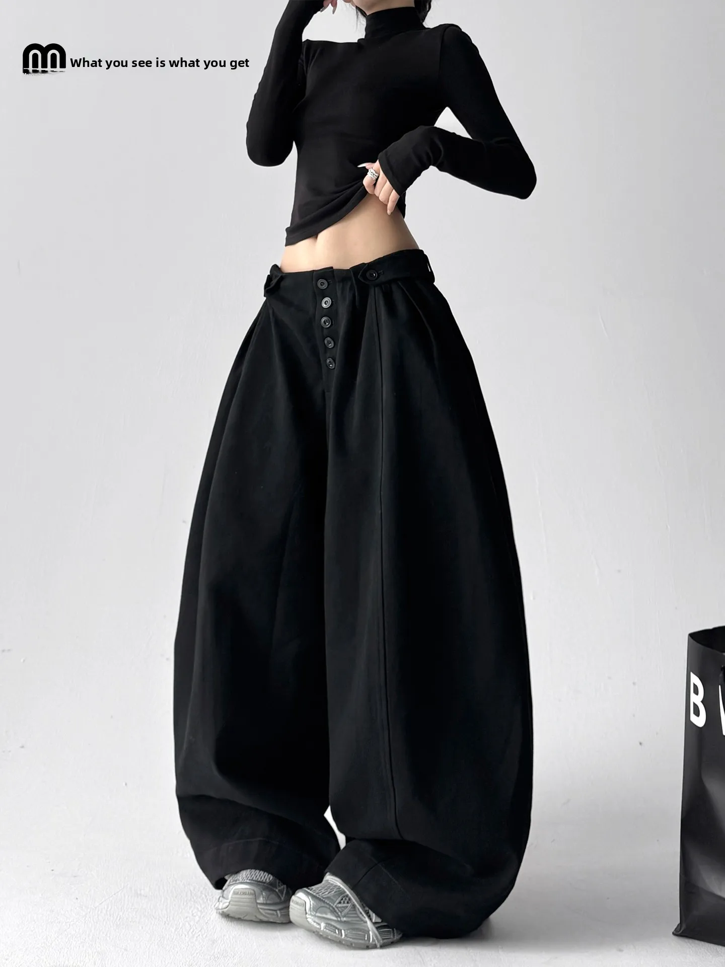 

Женские брюки с низкой талией, повседневные, свободного кроя, широкие, с эффектом похудения, осенне-зимняя новинка