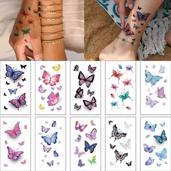10pcs 3D Butterfly Temporary Tattoo Stickers Disposable  Fake Tattoo for Women Girl Body Art