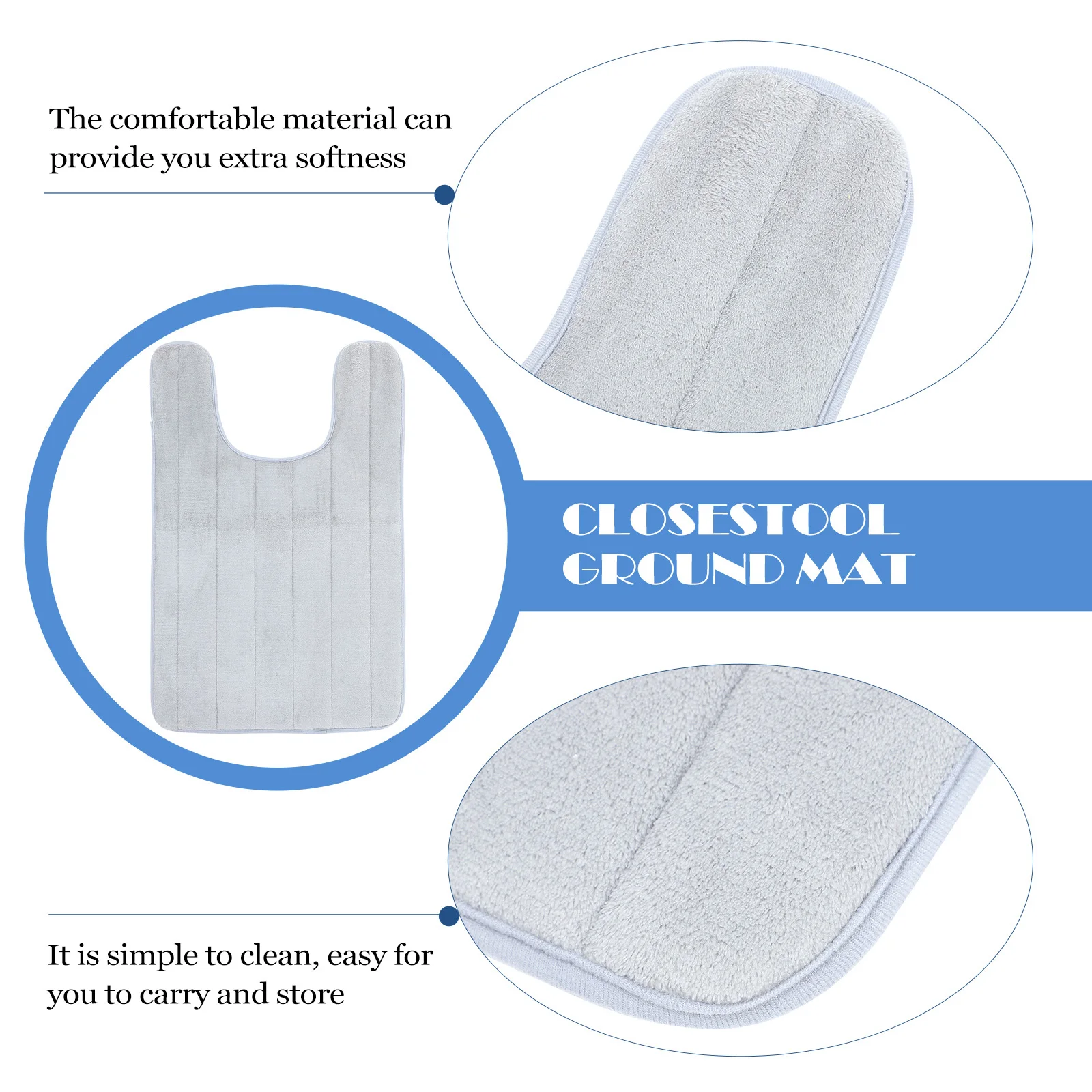 

U Shaped Soft Bath Mat Washable Non Slip Bathroom Floor Mat for Tub Side Toilet Area Home Decor Set