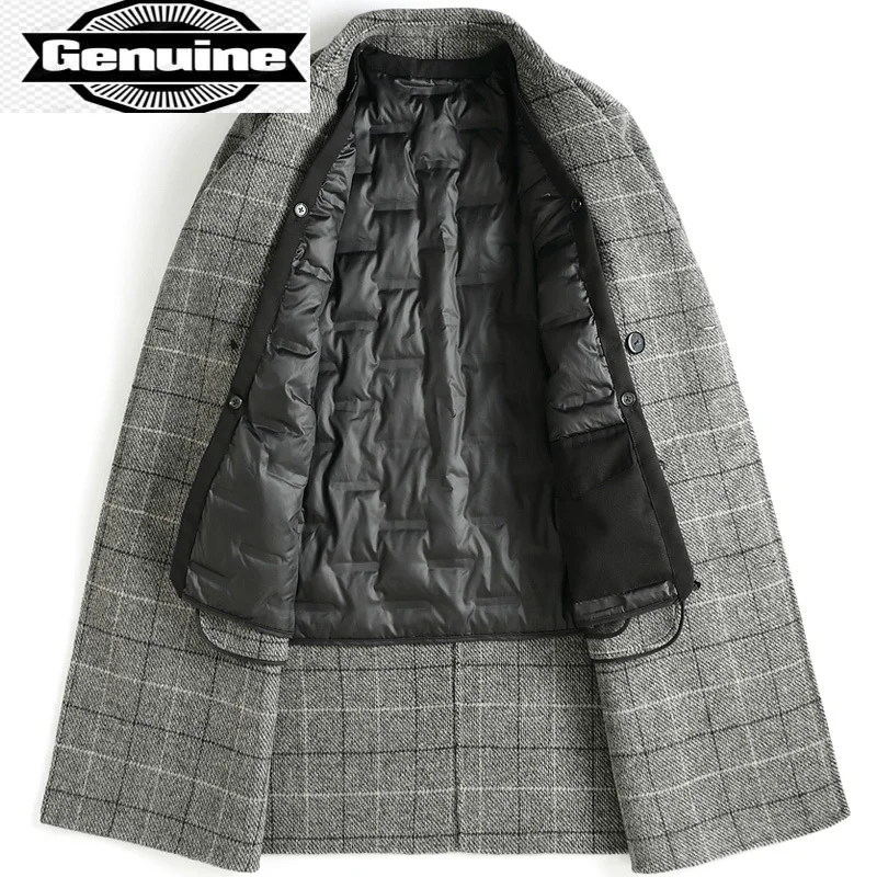 

Woolen Coat Men’s Medium Double-sided 100% Wool Winter Thick Down Liner Cashmere Coat for Men Vintage British Woolen Jacket Men