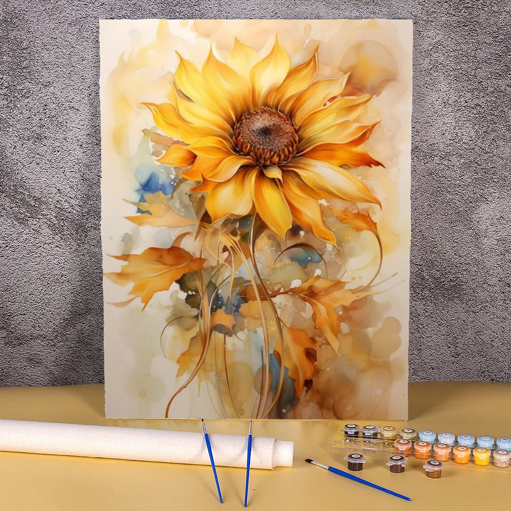 

Acrylic Painting By Numbers Sunflowers DIY Paint By Numbers On Canvas Scenery Handpaint 50x70 Frameless Draw Number Wall Picture