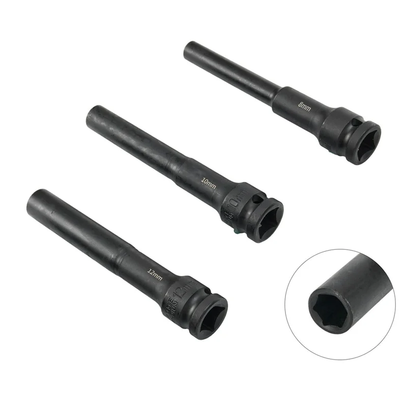 

A34R 3PCS 1/2 Drive Impact Wrench Hex Socket Head Adapter Spanner Converter Square Hole 8/10/12Mm For Pneumatic Air Tool